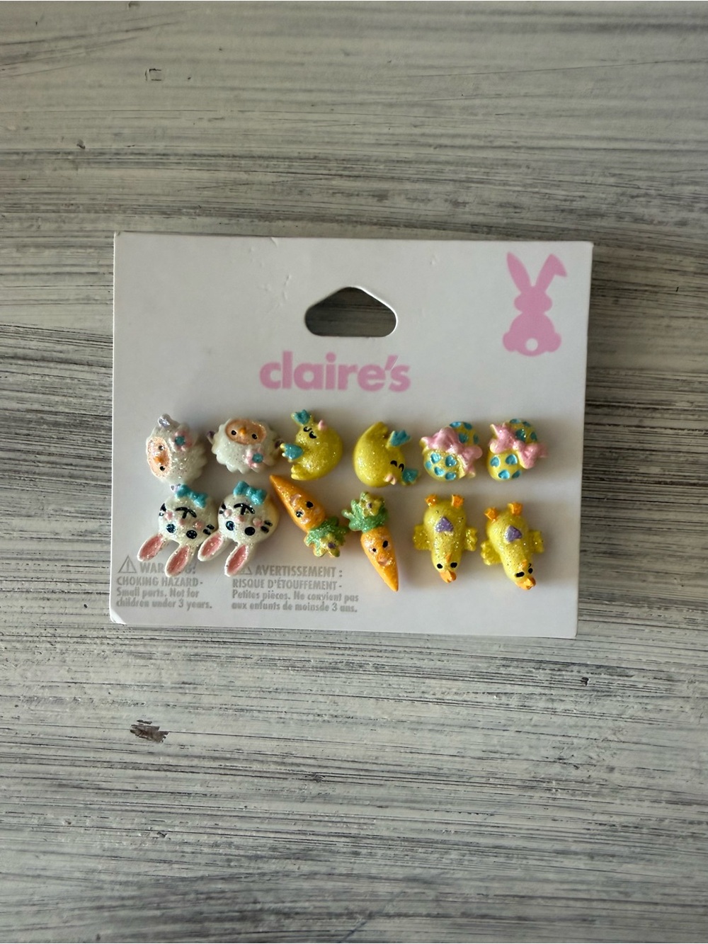 Claire's Pastel Bunny, Chick & Carrot Resin Easter  Stud Earring Set